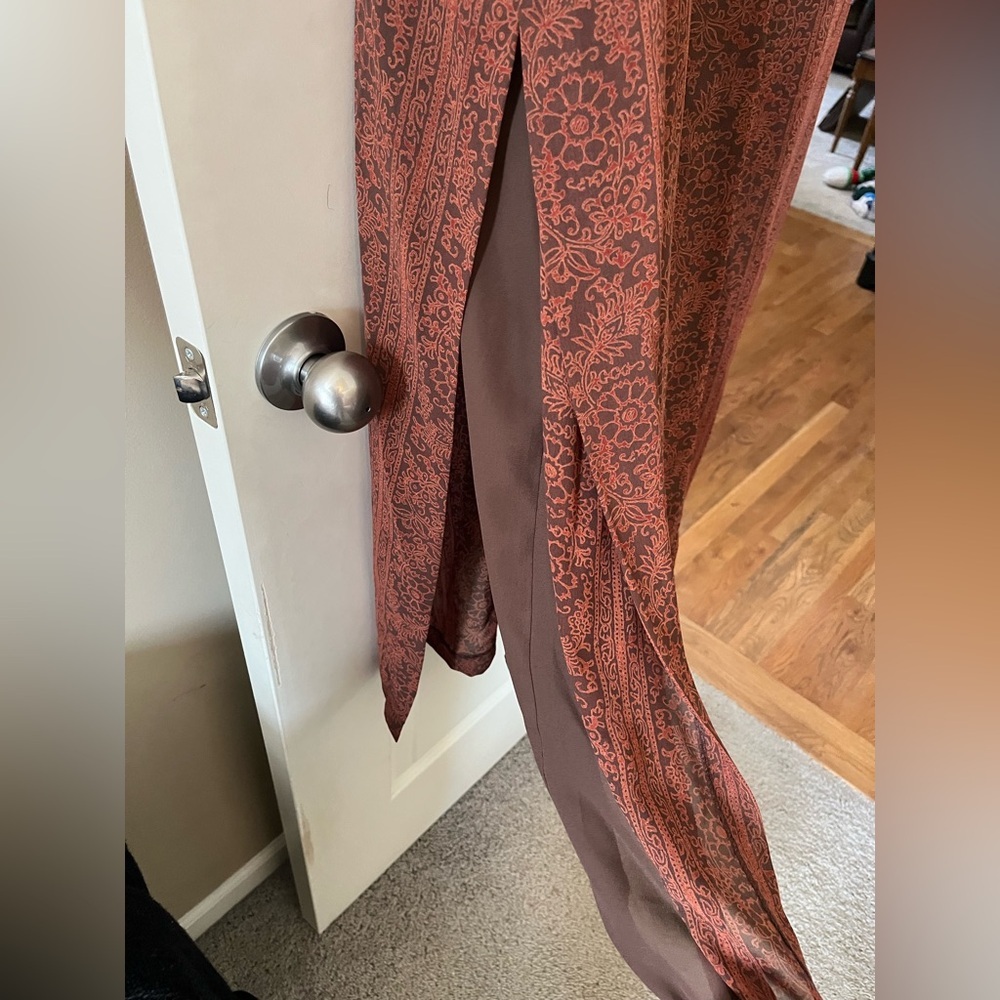Lane Bryant Designs & Co. Light Brown Patterned Maxi Length Dress Size 24W - Picture 8 of 13